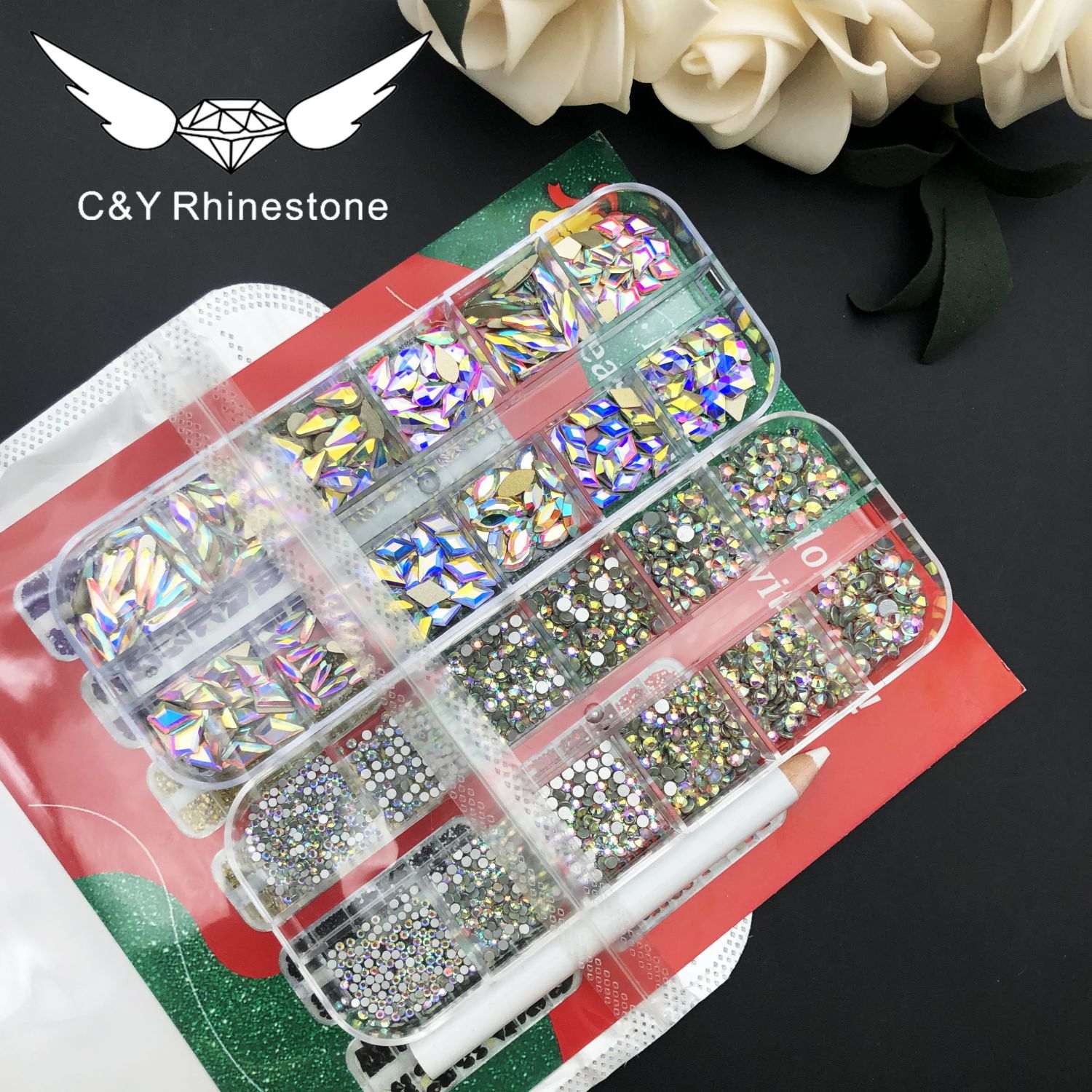 1rhinestone nail set