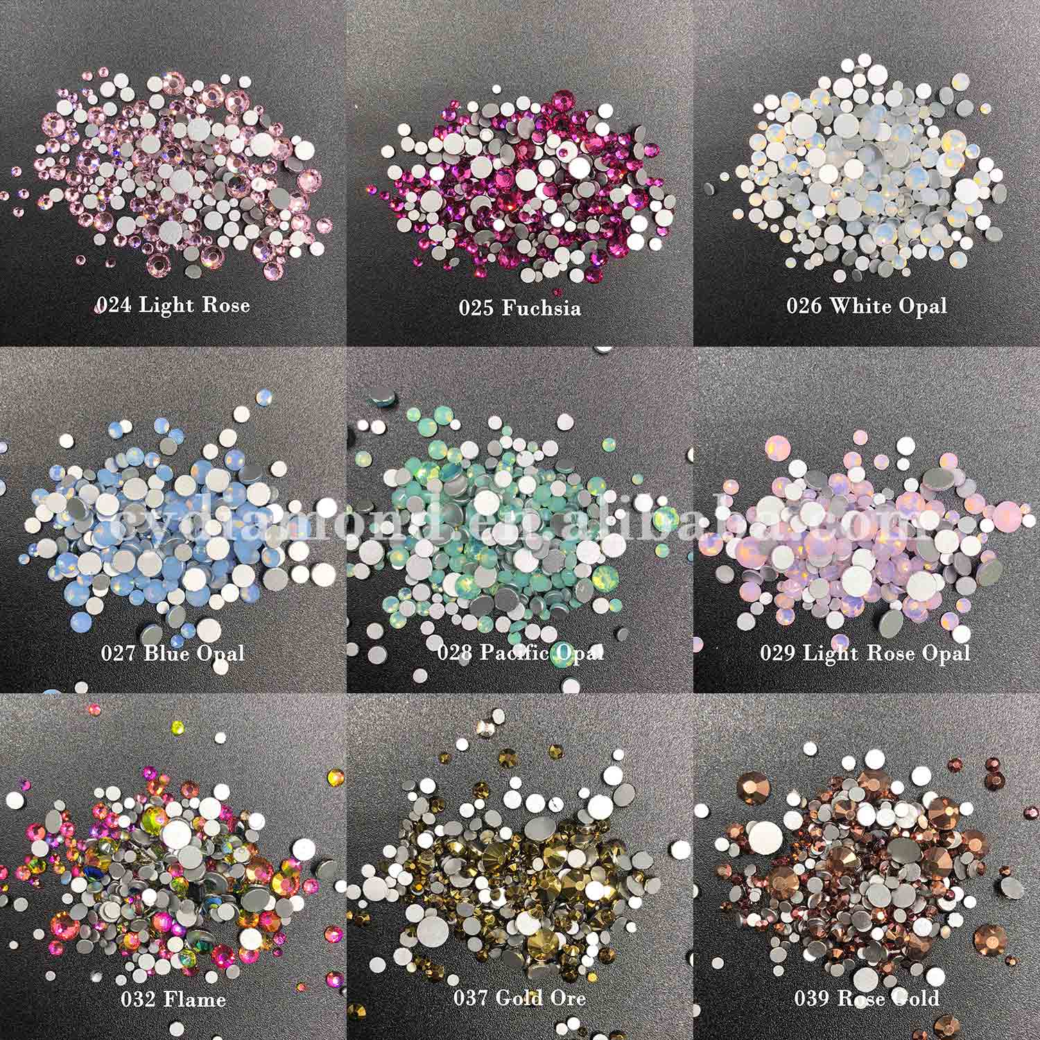 white opal nail art rhinestones